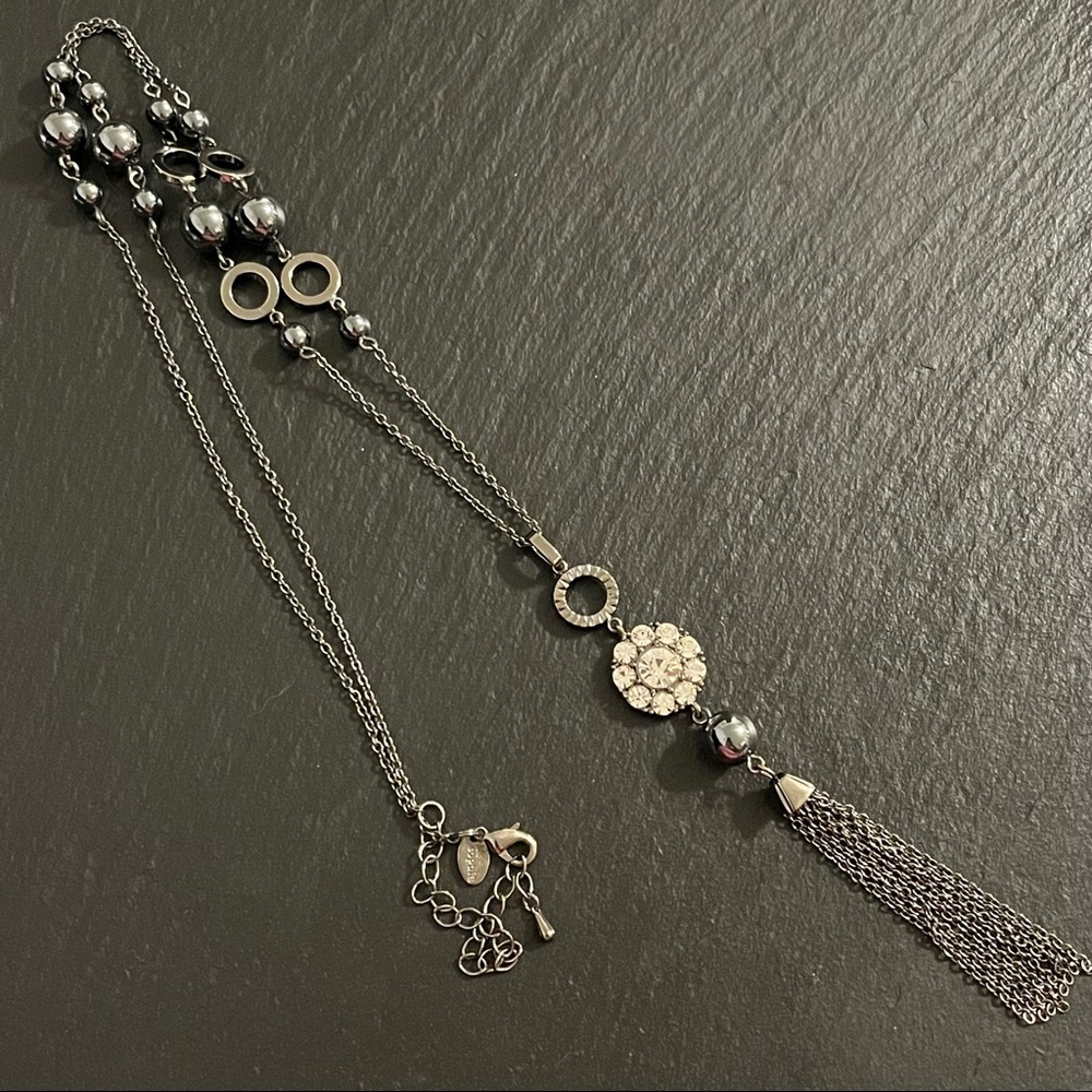 Lia Sophia 'Tussle Flapper' Gun Metal Necklace
